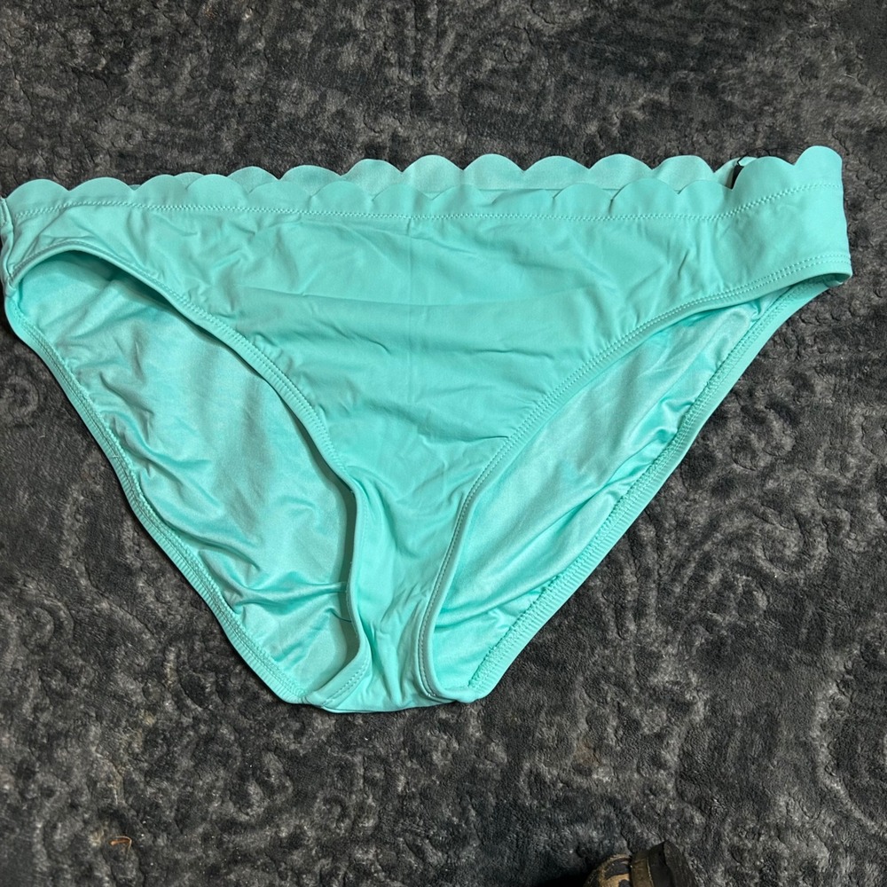 La Blanca Island Goddess Scalloped Bikini Bottom Aqua Mint Green LB8KM93 Size 14